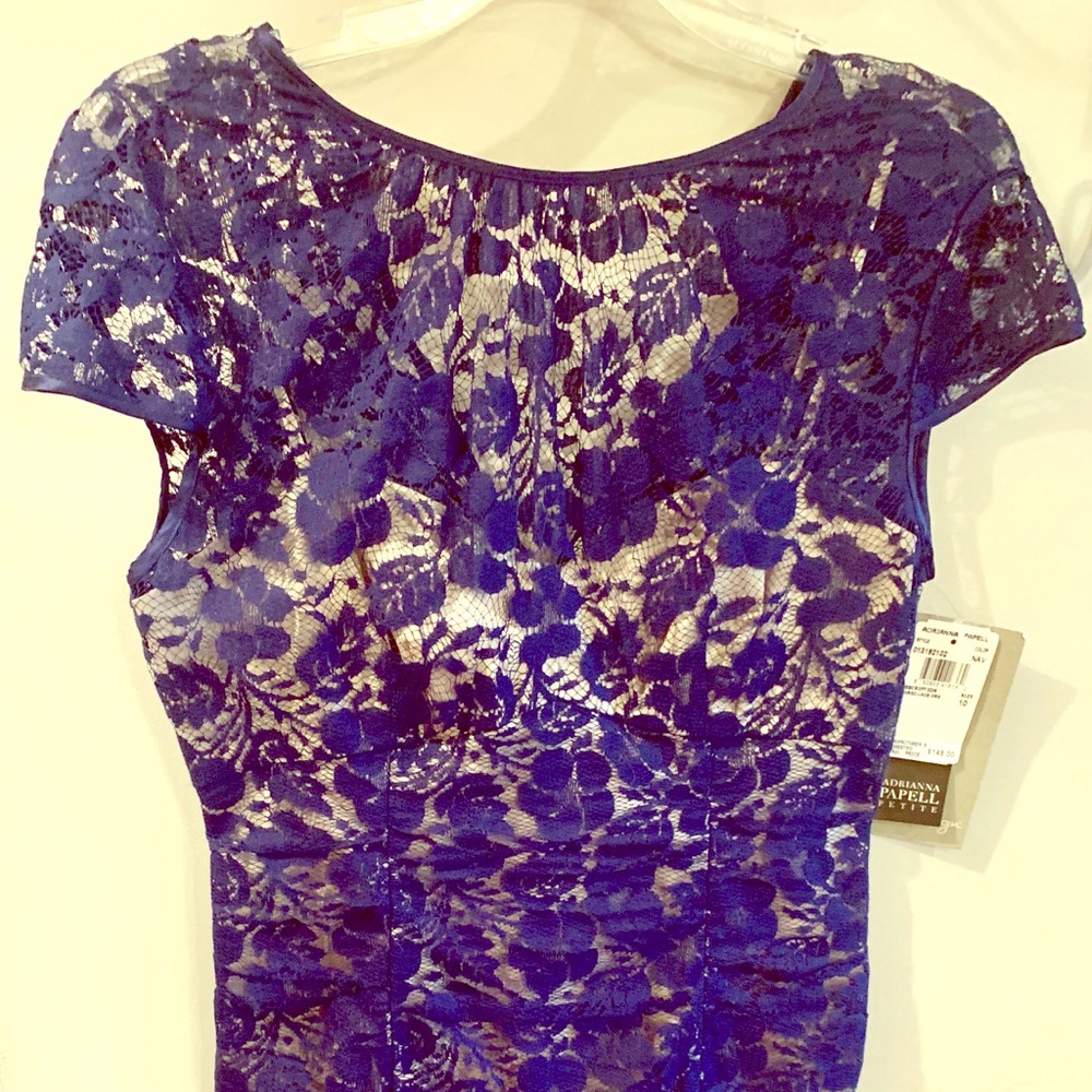 NEW Adrianna Papell navy lace cocktail dress, 10P